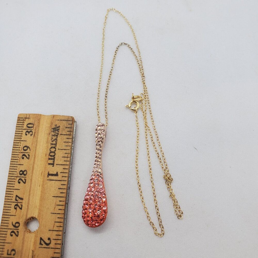 Swarovski Crystal Sterling Silver Gold & Rose Gold Plated Tear Drop Necklace 18"